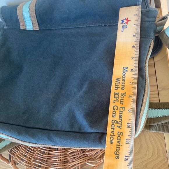 Vintage Y2K Fossil Gray Blue Canvas Crossbody Messenger Bag Commuter School - Picture 10 of 10